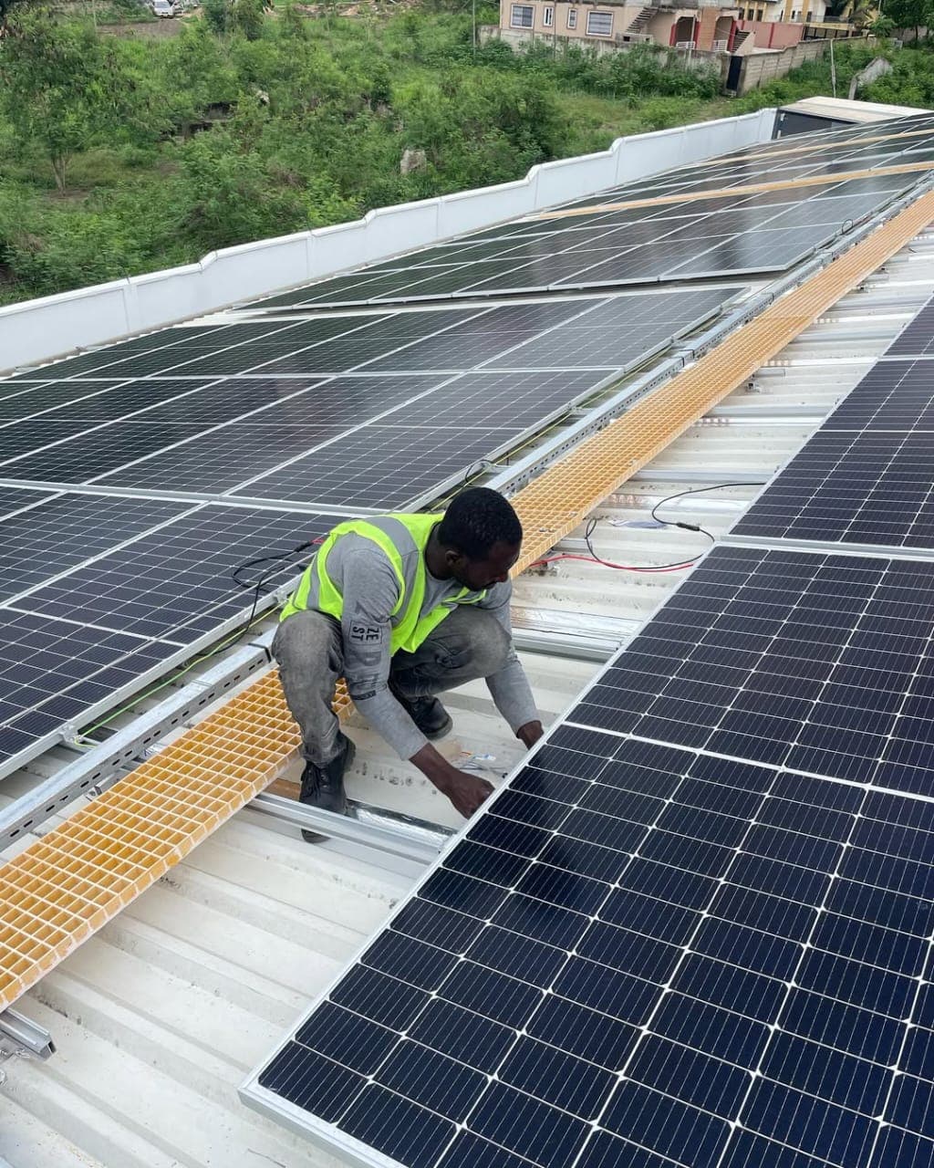 Professional electrical technician at work